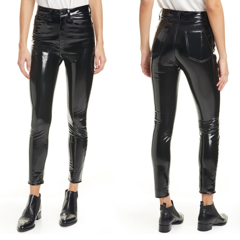 Rag and Bone Super High Waist Ankle Skinny Vinyl Pants